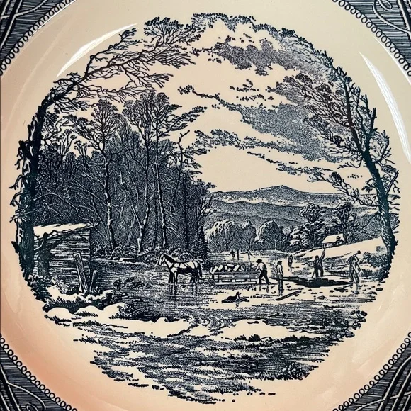 Vintage Scenic Blue and Cream Plate - Picture 2 of 5